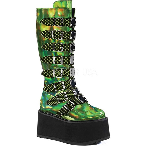lime green platform boots